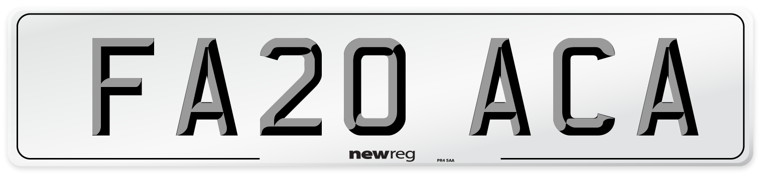 FA20 ACA Number Plate from New Reg